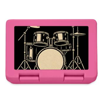 Black Silver Drumset Illustration - Lunchbox - pink - Front