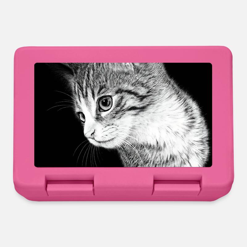 Silhouette de chat en noir et blanc - Boîte à goûter - rose