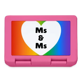 Frau & Frau Pride Heart on Rainbow – lesbische Hochzeit - Brotdose - Pink - Vorne