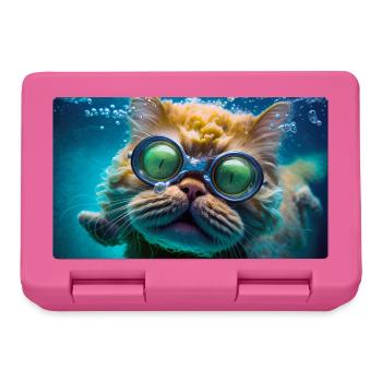 Hector le chat nageur à lunettes de plongée - Boîte à goûter - rose - Devant