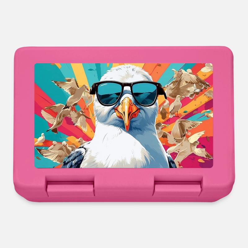 Coole Möwe im Getümmel - Brotdose - Pink