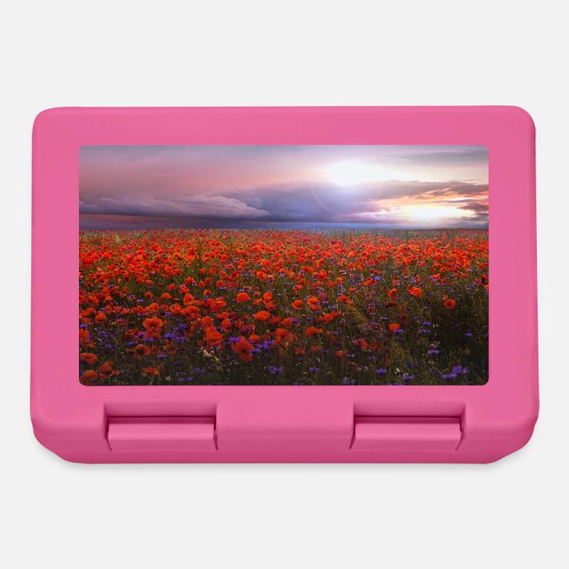Abendlicht über dem Mohnfeld - Brotdose - Pink