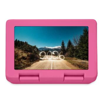 Year 2026 Light Painted with snowy mountains - Lunchbox - pink - Front