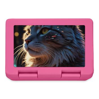 Sternenpfote: Neon-Katze im Licht - Brotdose - Pink - Vorne