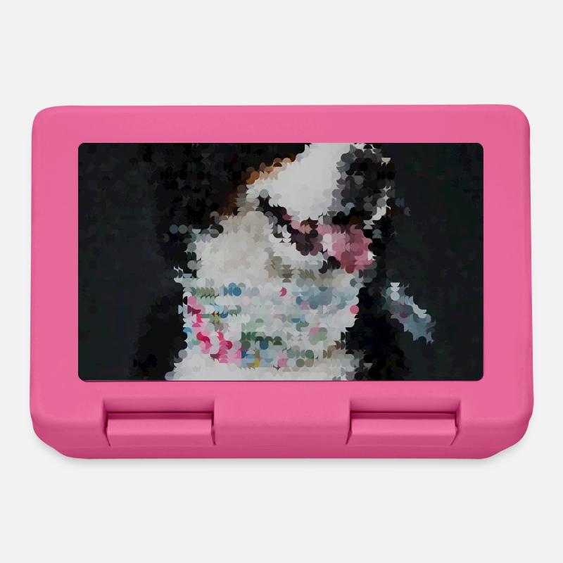 Chien en mosaïque avec collier coloré - Boîte à goûter - rose