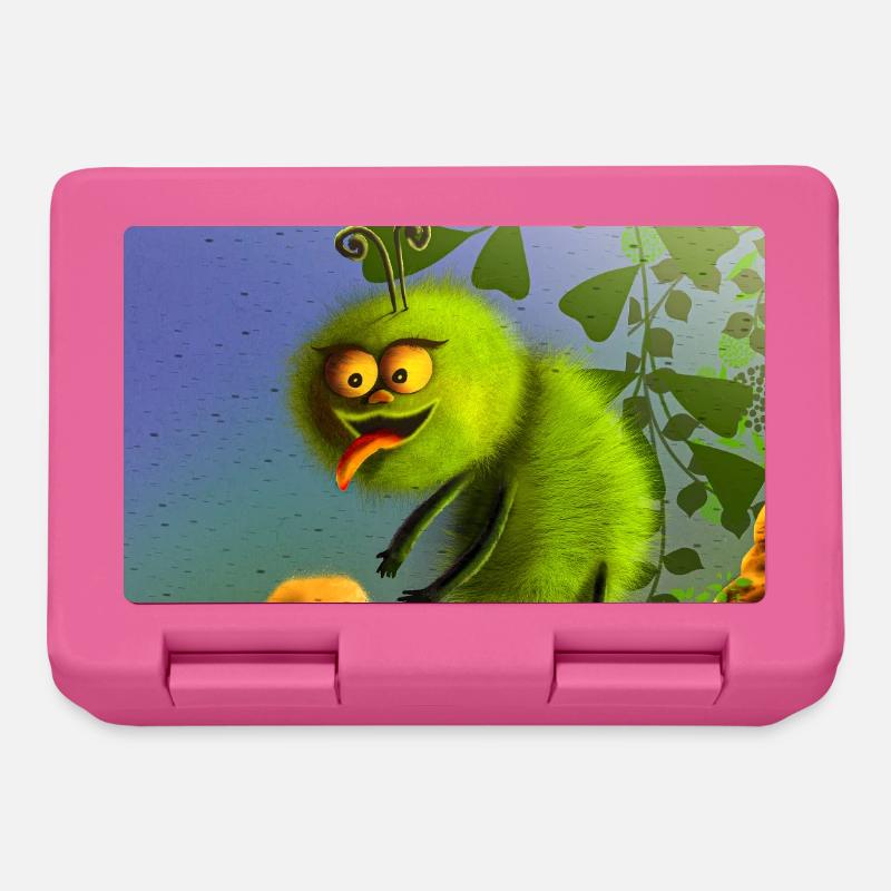 Funny Green Climbing Monster - Lunchbox - pink