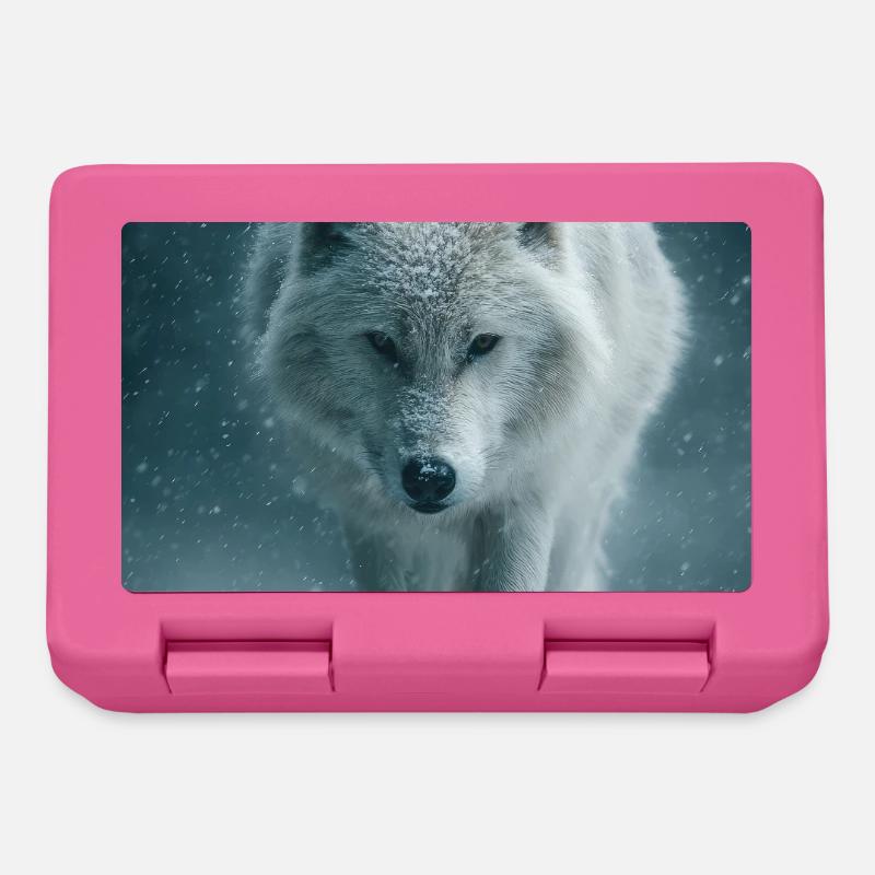 Arctic Wolf in Snowfall - Lunchbox - pink