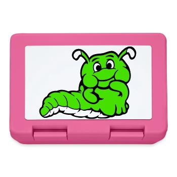 Caterpillar Worm Shy Friendly Curious Looking - Lunchbox - pink - Front