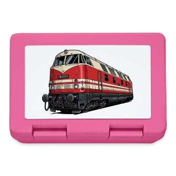 Rote Vintage Lokomotive Illustration BR 118 - Brotdose - Pink - Vorne