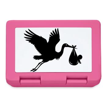 Cigogne avec bébé – Motif de cigogne - Boîte à goûter - rose - Devant