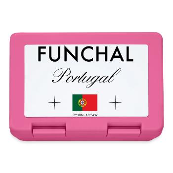 Funchal Portugal Koordinaten Reise Souvenir - Brotdose - Pink - Vorne