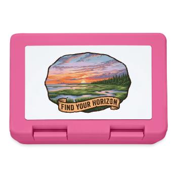 Paysage pittoresque avec coucher de soleil et ruban - Boîte à goûter - rose - Devant