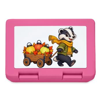 Dachskind mit buntem Blätterlichterwagen - Brotdose - Pink - Vorne