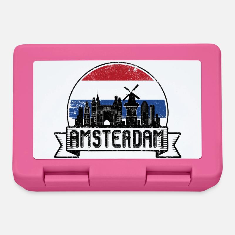 Amsterdam Retro Skyline Abzeichen - Brotdose - Pink