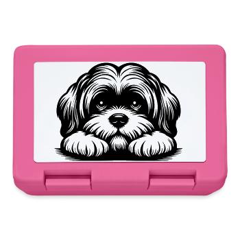 Lhasa Apso Kopf mit Pfoten - Brotdose - Pink - Vorne