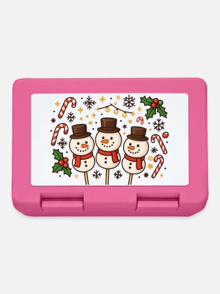 Lustigerweise Weihnachts-Dreifach-Schneemänner-Weihnachtscharme - Brotdose - Pink
