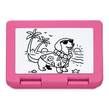 Hawaii vacation dachshund vacation mode with dog - Lunchbox - pink - Front