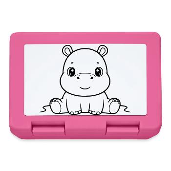 Süßes Baby Nilpferd Comic Outline - Brotdose - Pink - Vorne