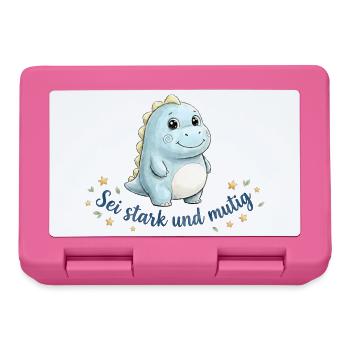 Sei stark & mutig Dino Josua 1:9 Kinder - Brotdose - Pink - Vorne