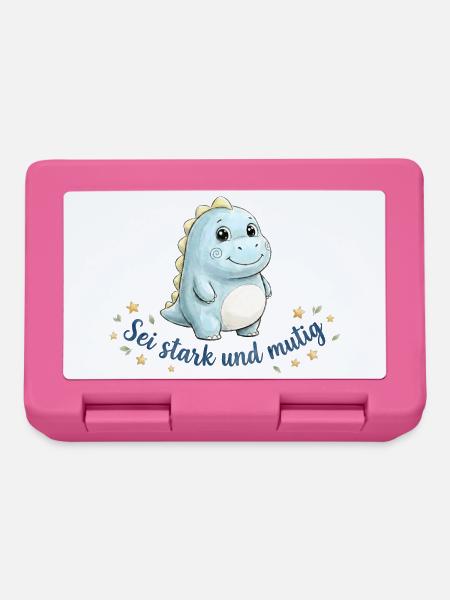Sei stark & mutig Dino Josua 1:9 Kinder - Brotdose - Pink
