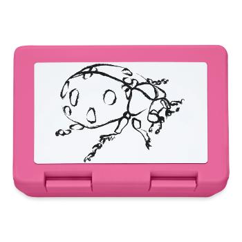 Schwarze Marienkäfer – Insektenillustration - Brotdose - Pink - Vorne