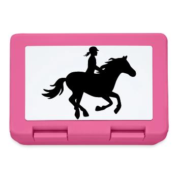 Reiterin auf galoppierendem Pferd - Brotdose - Pink - Vorne