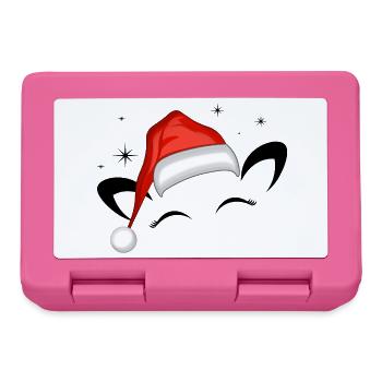 Katze Santa Hut Leuchtende Sterne - Brotdose - Pink - Vorne