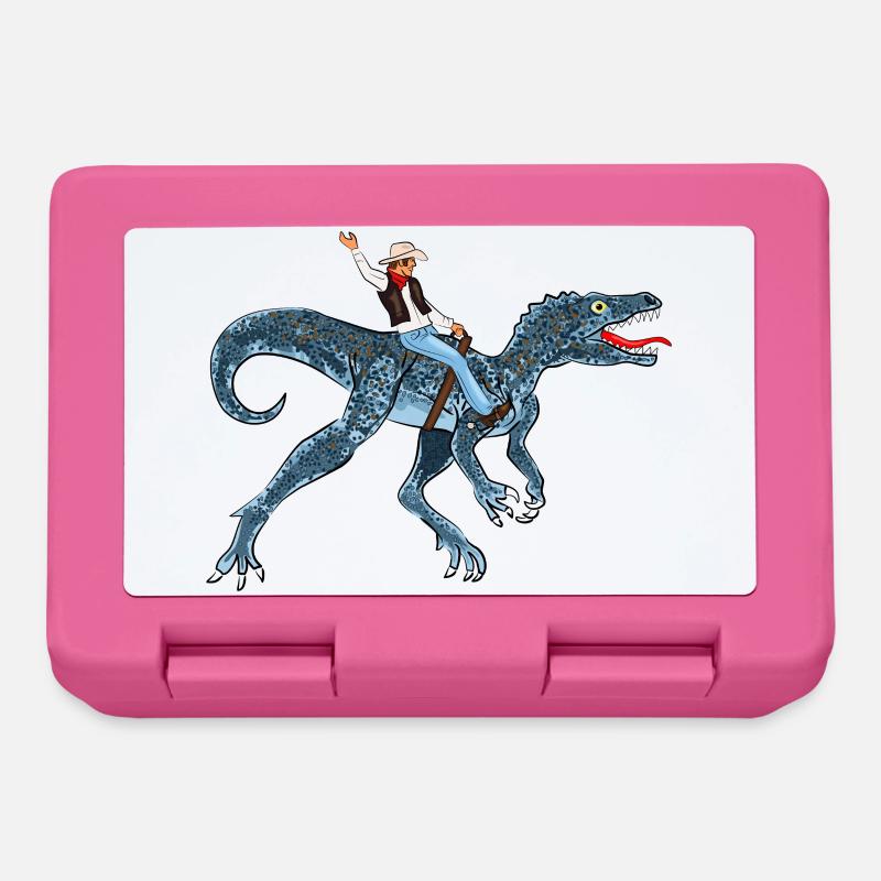 Abenteuerlicher Dinosaurier-Reiter - Brotdose - Pink
