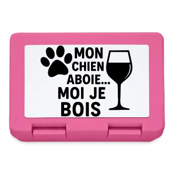 Mon chien aboie moi je bois, humour, cadeau noël - Boîte à goûter - rose - Devant