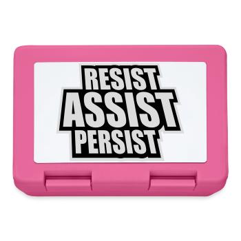 Resist Assist Persist Activism Motivation Logo - Lunchbox - pink - Front
