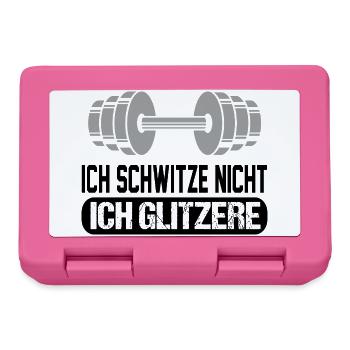Ich schwitze nicht Bodybuilding Sprueche Glitzer - Brotdose - Pink - Vorne