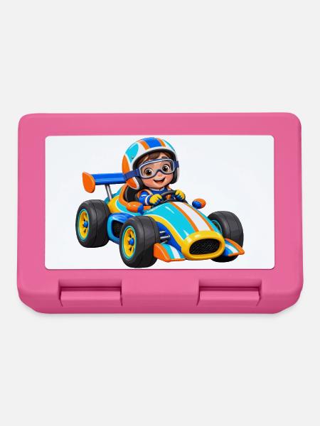 Kleiner Rennfahrer im Go-Kart - Brotdose - Pink