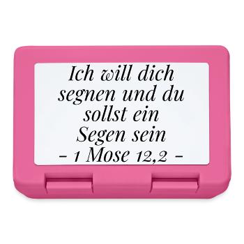 Segen sein: Christliches Geschenk 1 Mose 12,2 - Brotdose - Pink - Vorne