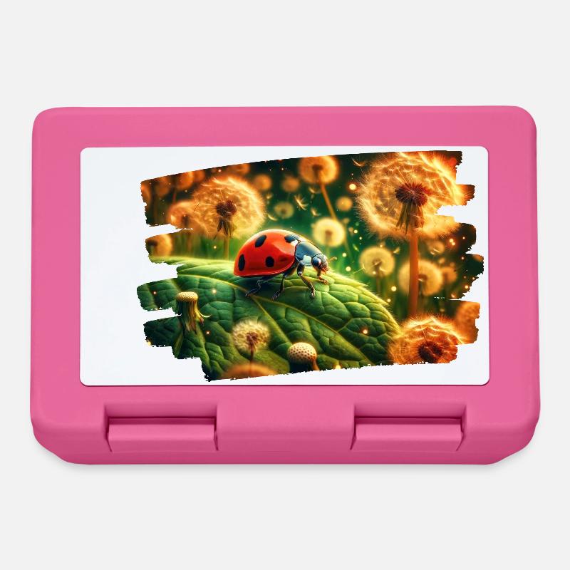 Coccinelle en lumière de pissenlit doré - Boîte à goûter - rose