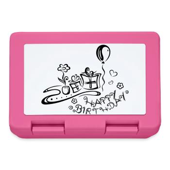 Happy Birthday motif, Congratulations - Lunchbox - pink - Front