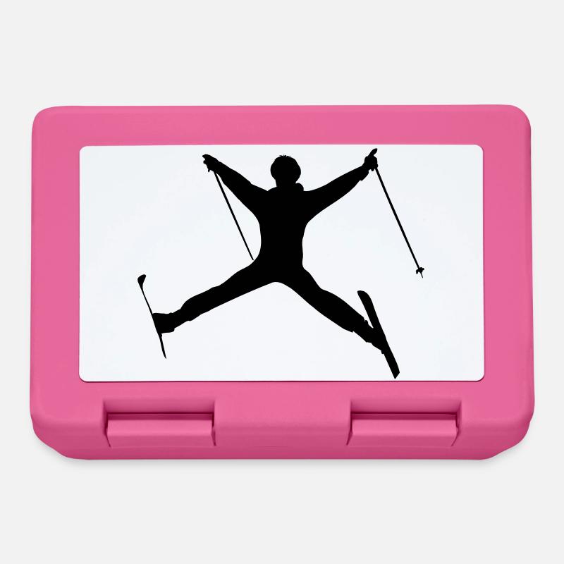 Skispringen Wintersport Schattenfigur - Brotdose - Pink