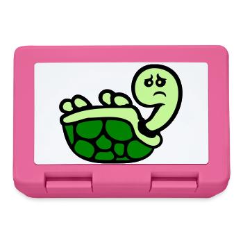 Tortue renversée sur le dos, triste - Boîte à goûter - rose - Devant