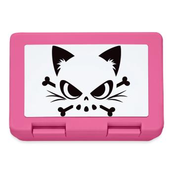 Katzen Totenkopf | Minimal Skull & Bones Motiv - Brotdose - Pink - Vorne