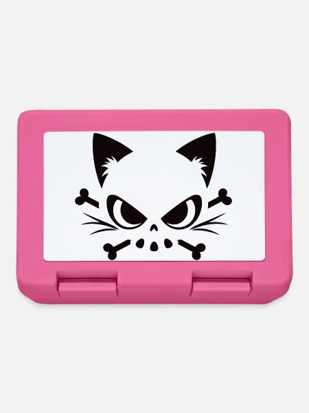 Crâne de chat | Motif minimaliste de Skull & Bones - Boîte à goûter - rose