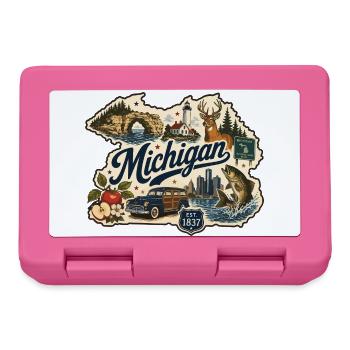 Michigan Great Lakes Vintage-Reiseaufkleber - Brotdose - Pink - Vorne