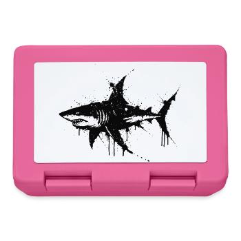 Black Splat Shark Watercolor - Lunchbox - pink - Front