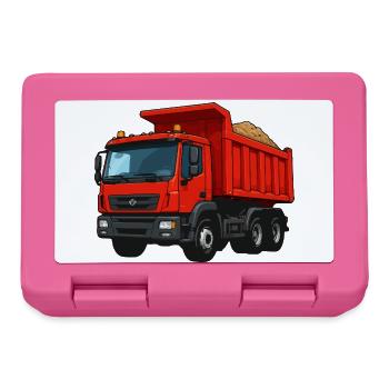 Roter Kipplader Cartoon-Design - Brotdose - Pink - Vorne