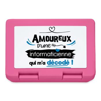Amoureux d'une informaticienne ! humour geek - Boîte à goûter - rose - Devant