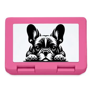 Französische Bulldogge Kopf mit Pfoten - Brotdose - Pink - Vorne
