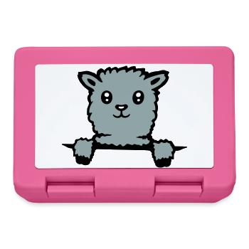 Niedliches Lama flauschiges Alpaka schaut hervor - Brotdose - Pink - Vorne
