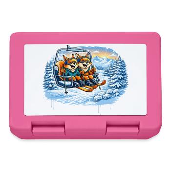 Squirrel & Fox in the Ski Lift – Winter Fun - Lunchbox - pink - Front