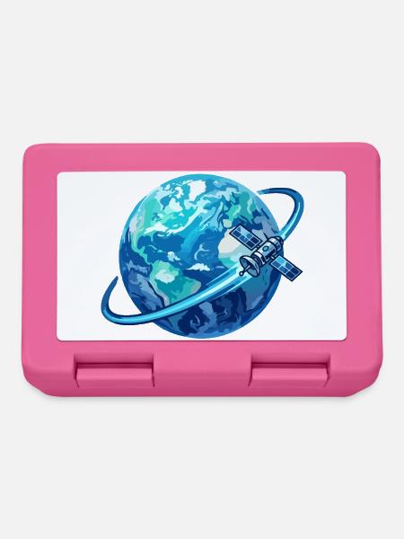 Erde Blauer Planet Satellit Globus Satellitenring - Brotdose - Pink