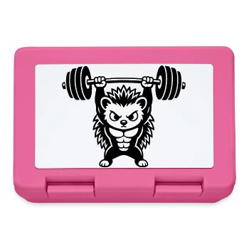 Muscle hedgehog lifts heavy dumbbell - Lunchbox - pink - Front