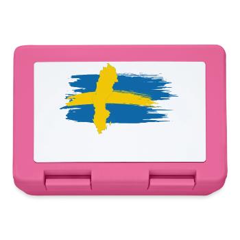 Schweden – Blau Gelb Landkarte Brush Design - Brotdose - Pink - Vorne