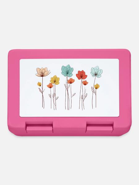 Einzelne Blumen, line art, Mohn, Frühling, Sommer - Brotdose - Pink